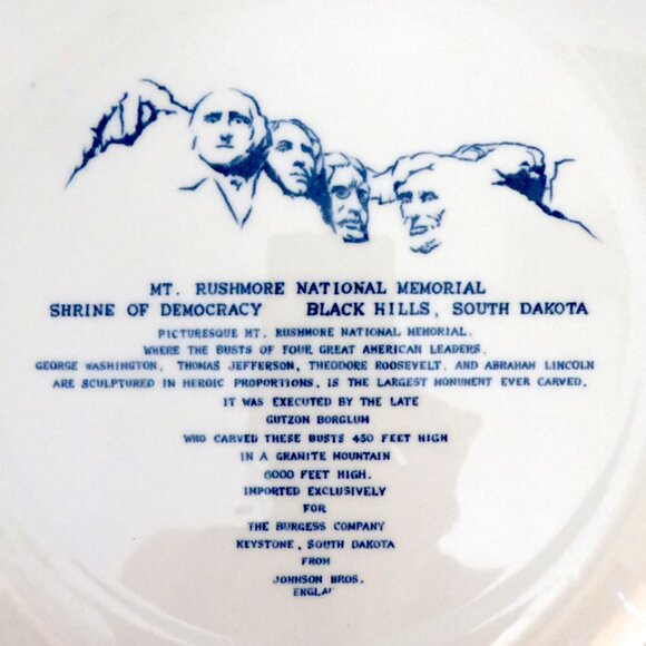 VINTAGE 11” MOUNT RUSHMORE NATIONAL JOHNSON BROS. ENGLAND COLLECTORS PLATE - Picture 4 of 11